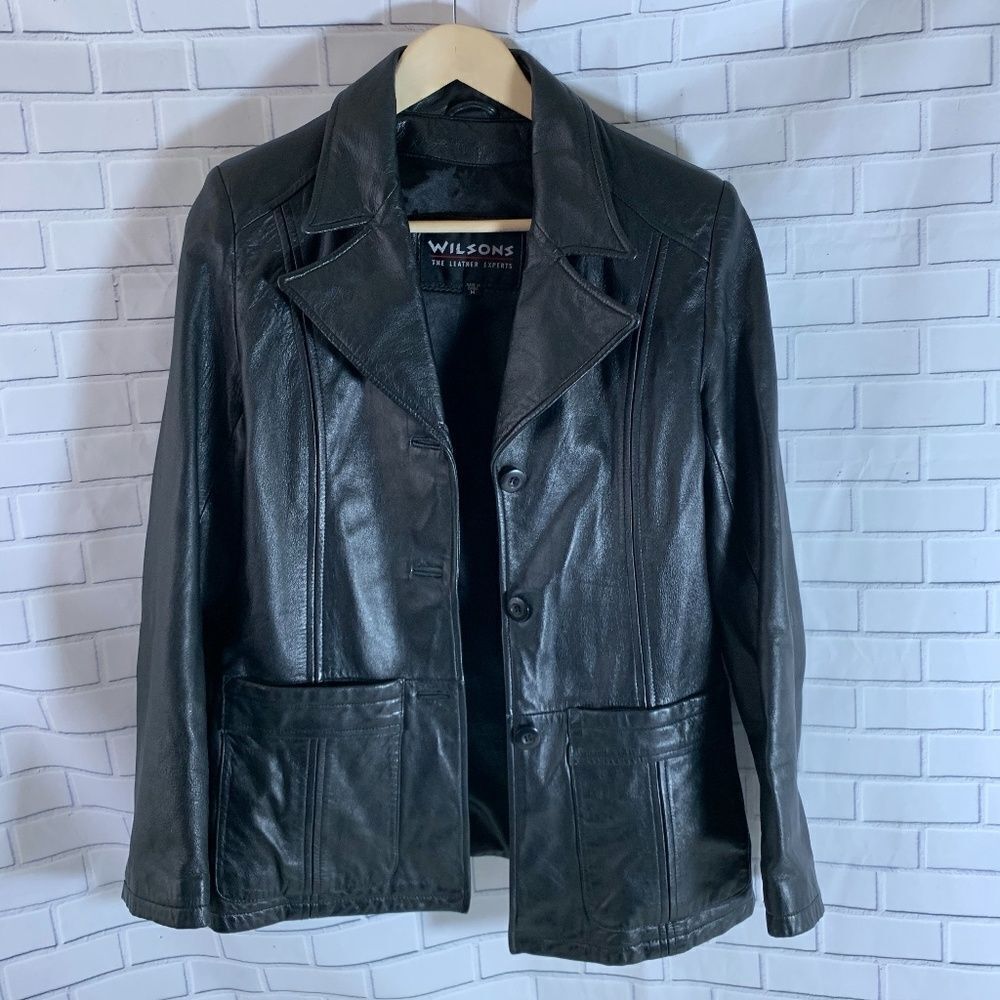 Wilsons VTG Black Leather Jacket Sz M - Picture 1 of 5